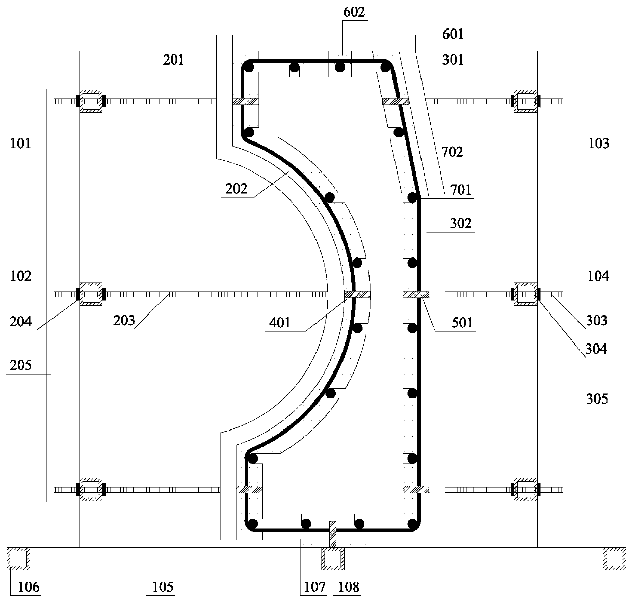 Manufacturing method of prefabricated assembled deep-arc wave-proof wall