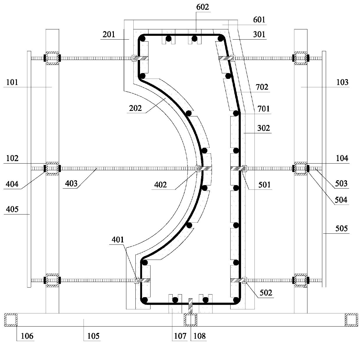 Manufacturing method of prefabricated assembled deep-arc wave-proof wall