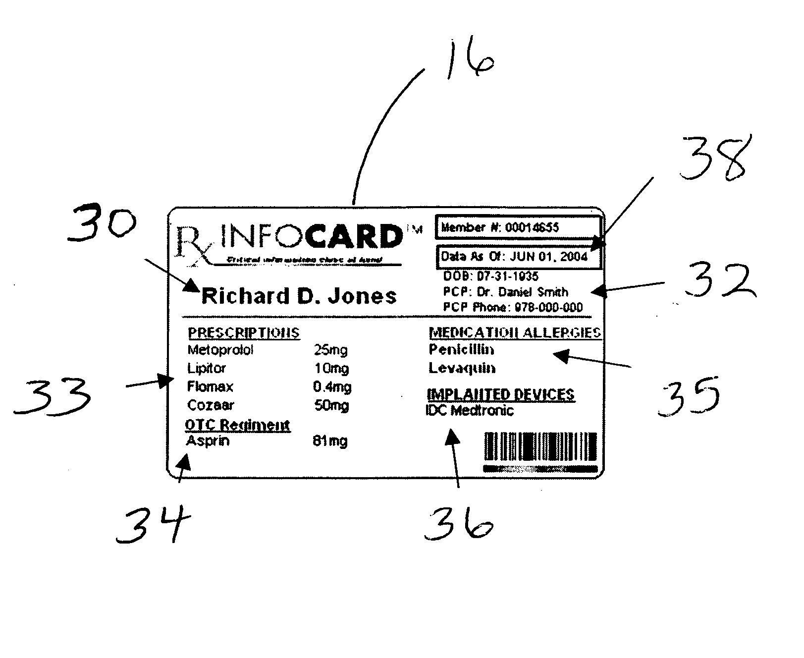 Medical information card and system and method for using same