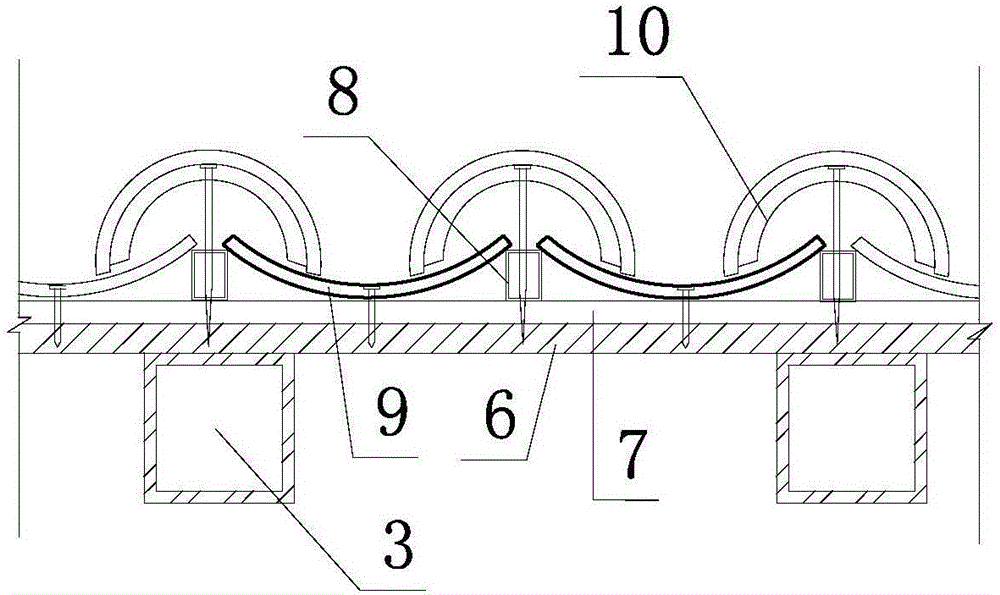 Light steel pitched roof substrate dry tile hanging structure and method for changing plane roof into pitched roof