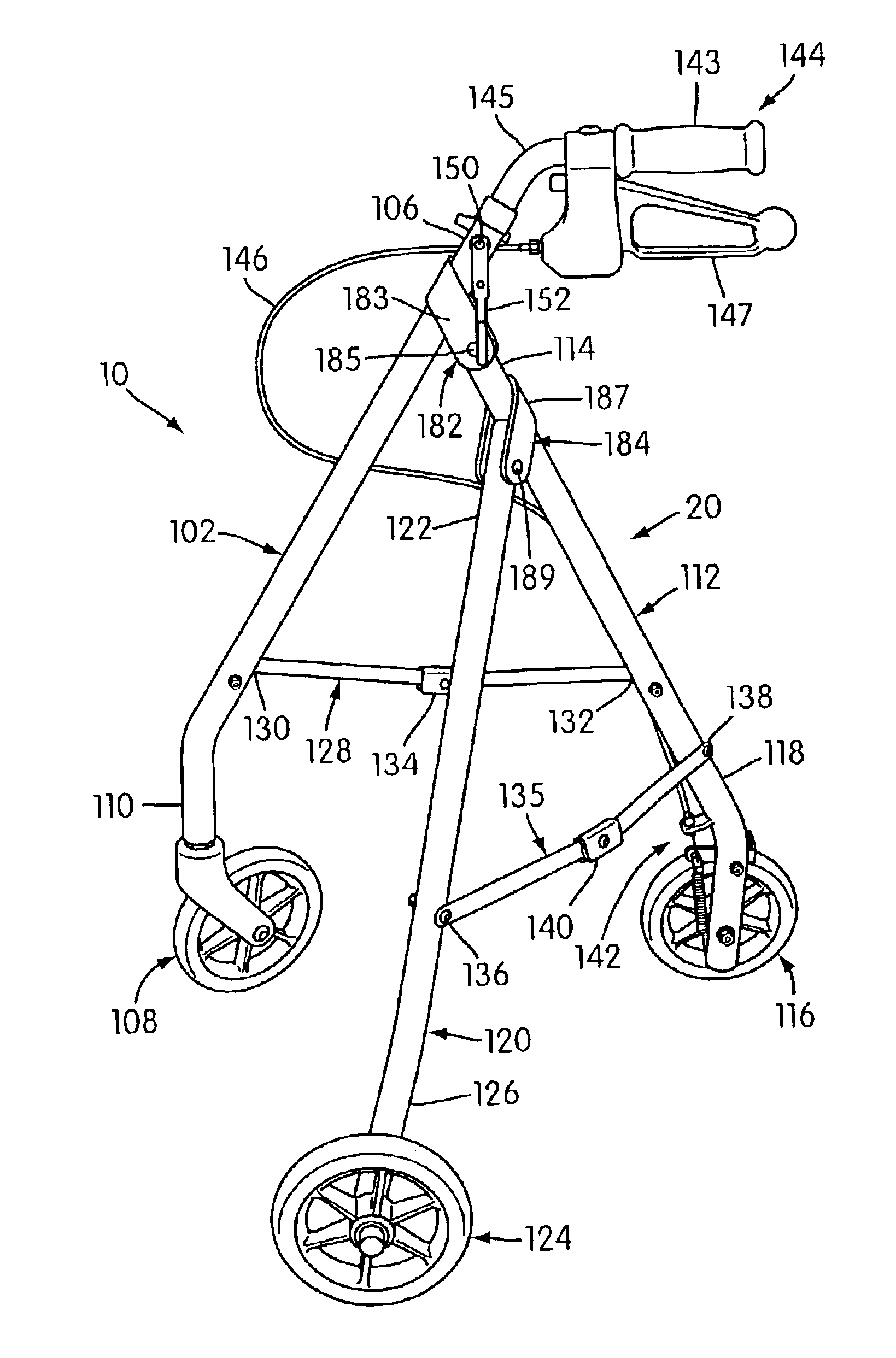 Collapsible side wheeled walker