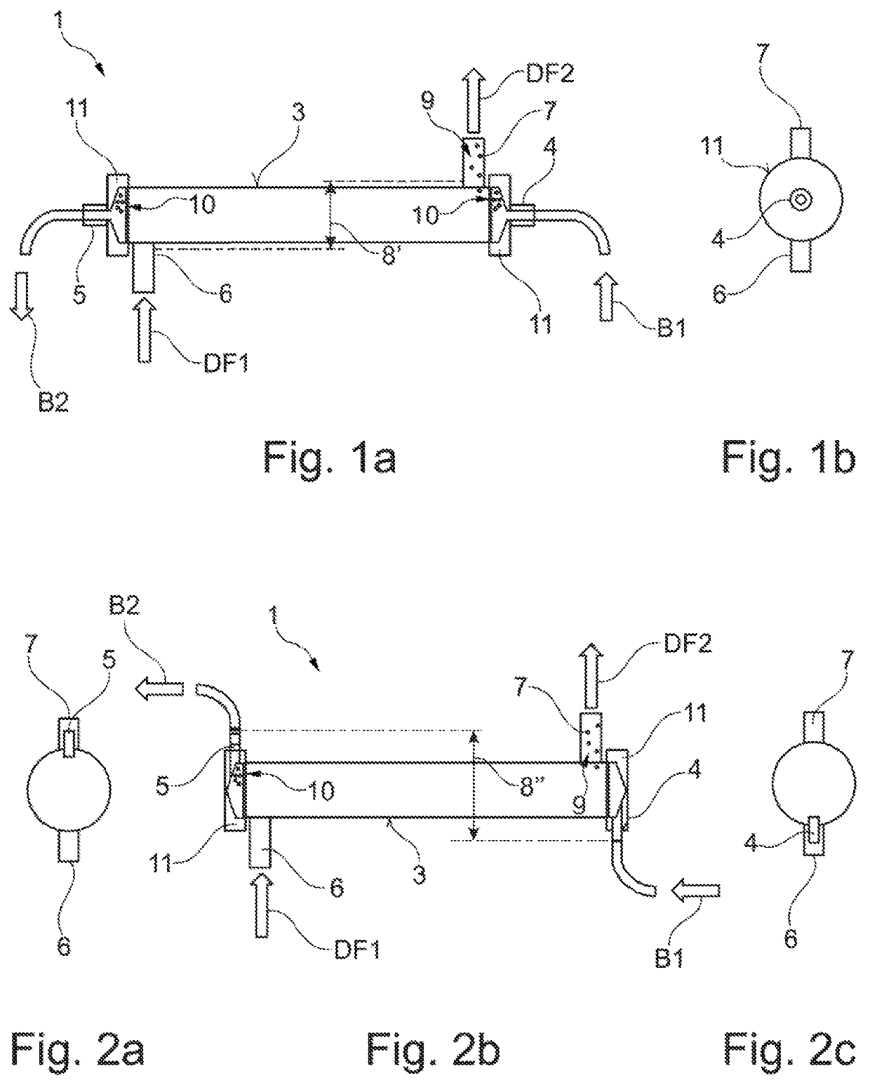 Blood treatment machine comprising a hollow fiber filter module for horizontal arrangement as well as hollow fiber filter module and use thereof