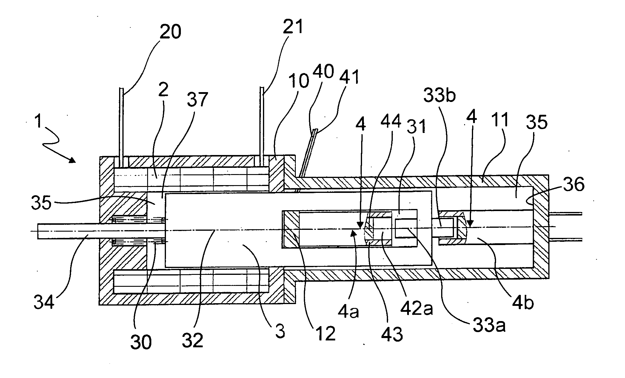 Solenoid and actuating element with solenoid