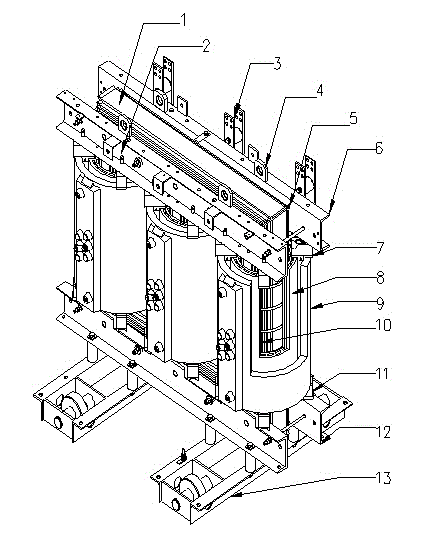 Halogen-free flame retardant epoxy resin composition and dry type transformer poured by same