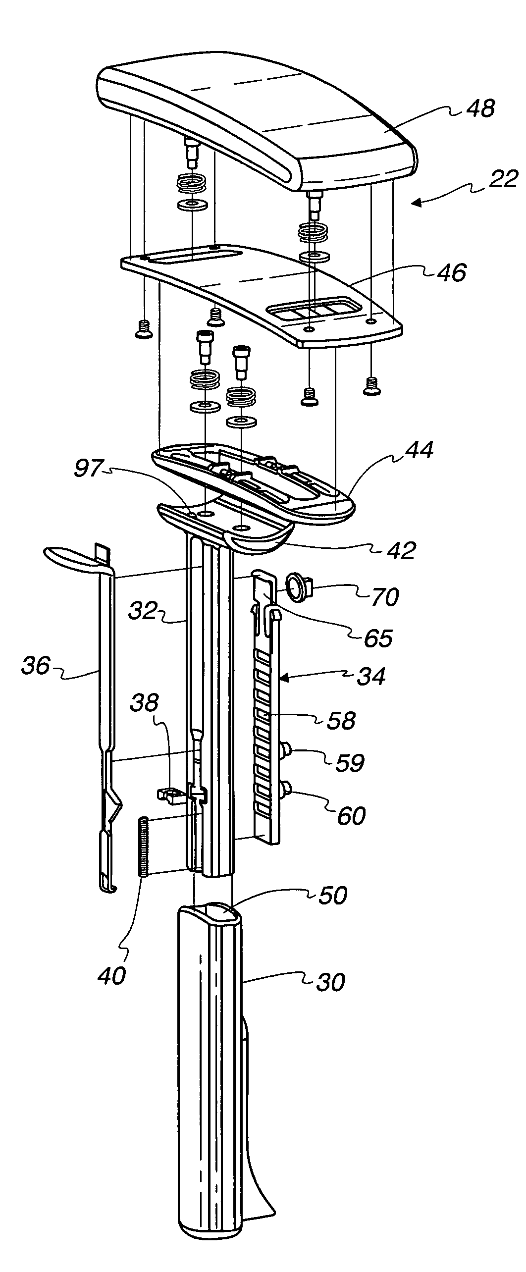 Vertically adjustable chair armrest