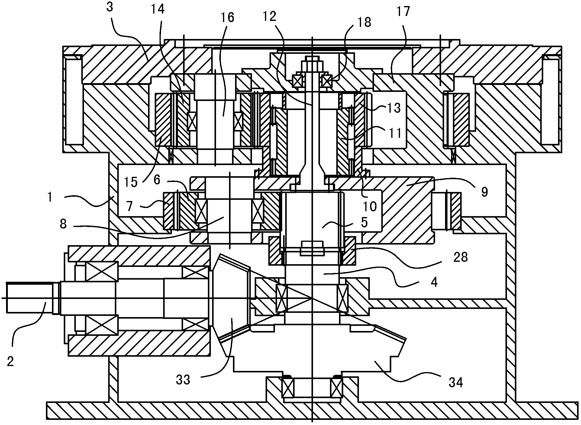 Gear case for high-power vertical roller mill