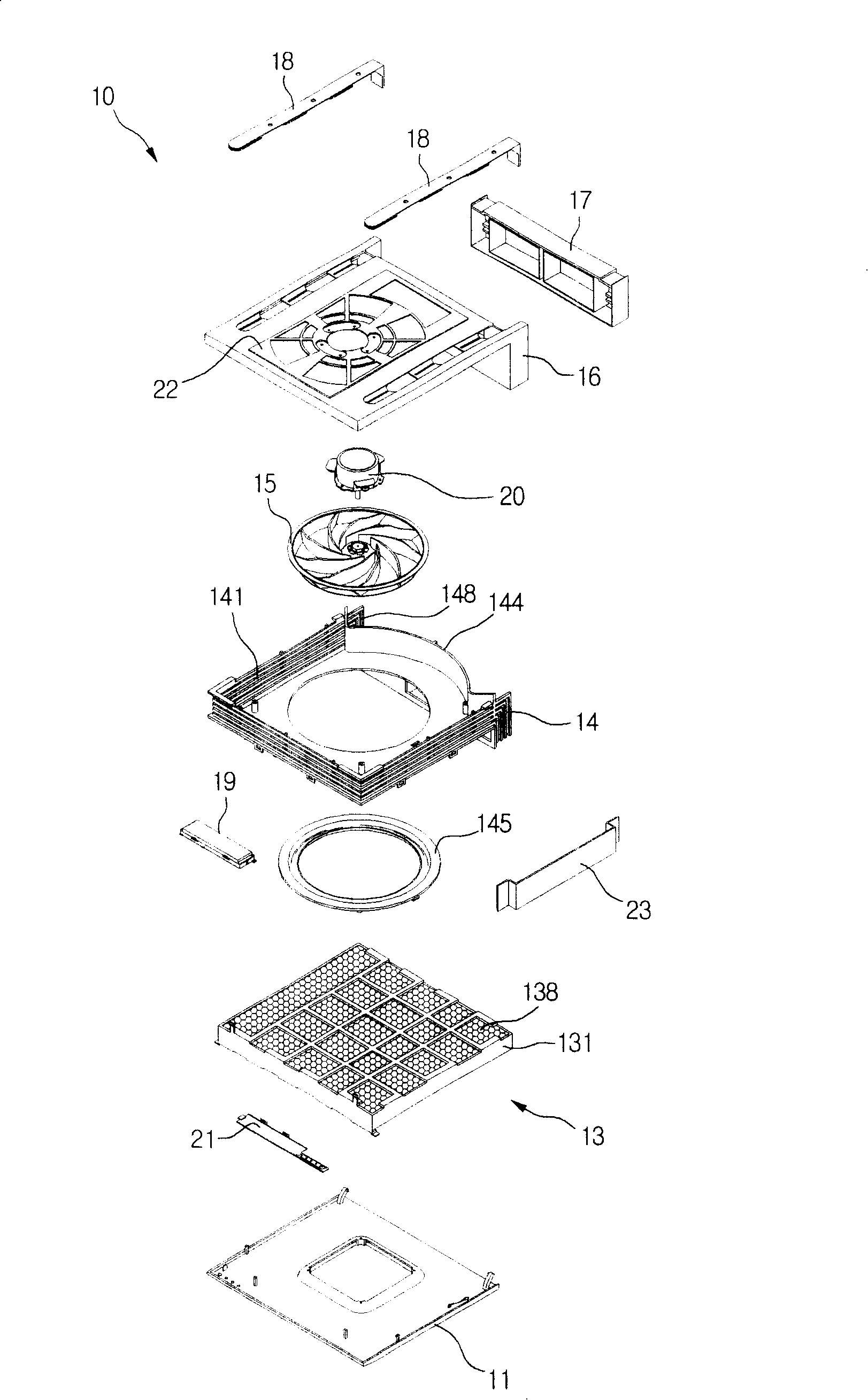 Air-change cleaning assembly