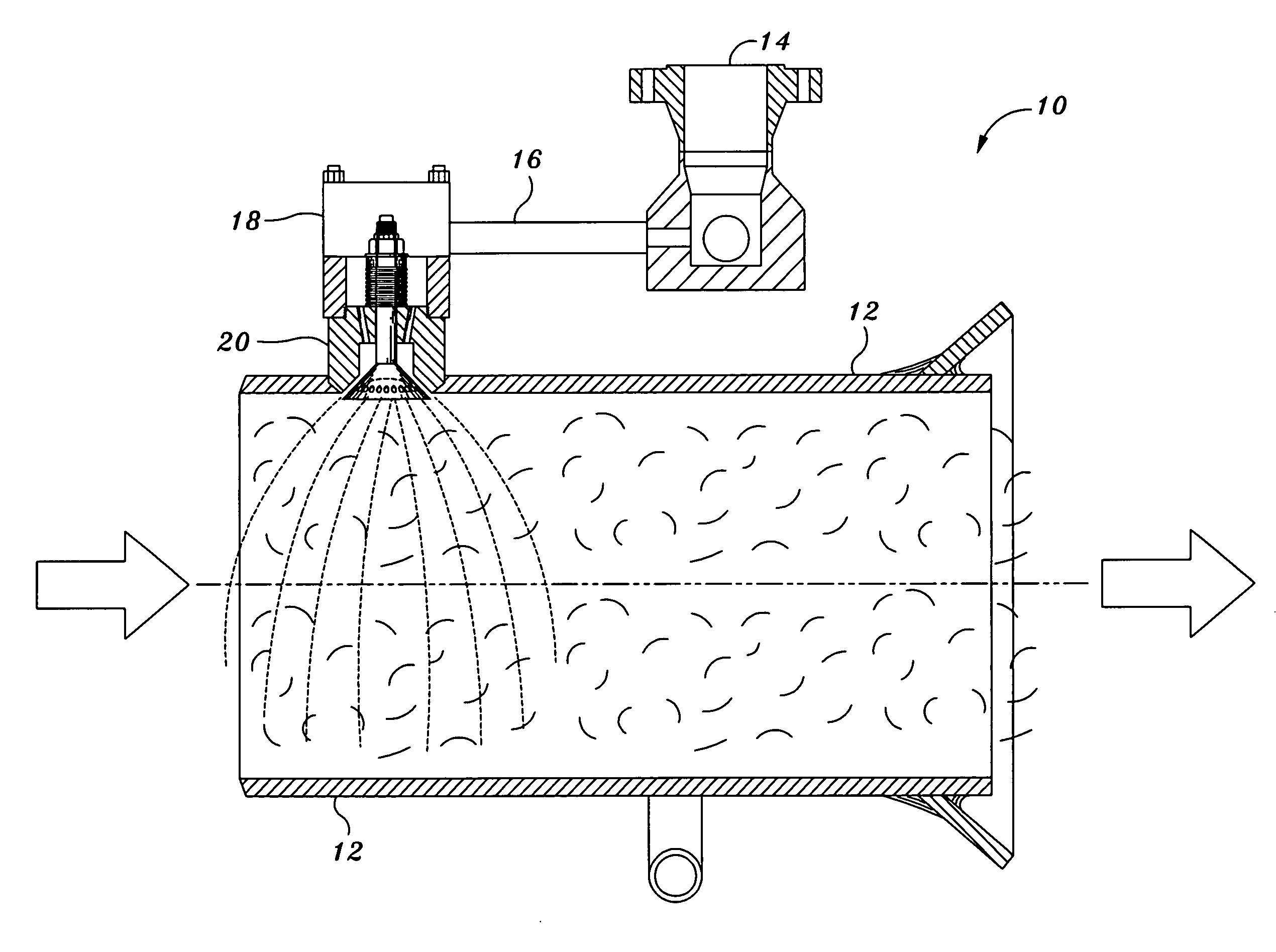 Pressure blast pre-filming spray nozzle