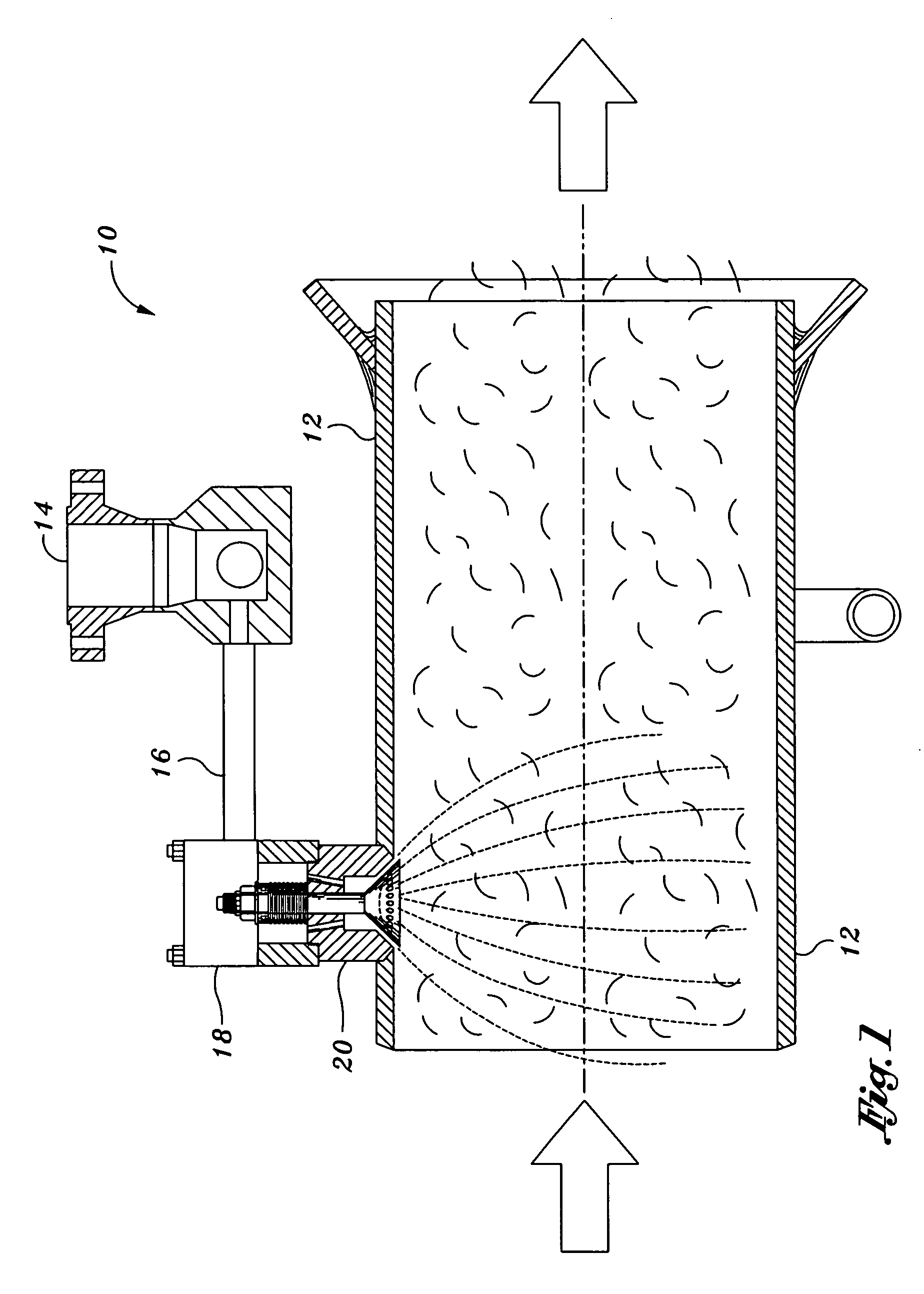 Pressure blast pre-filming spray nozzle