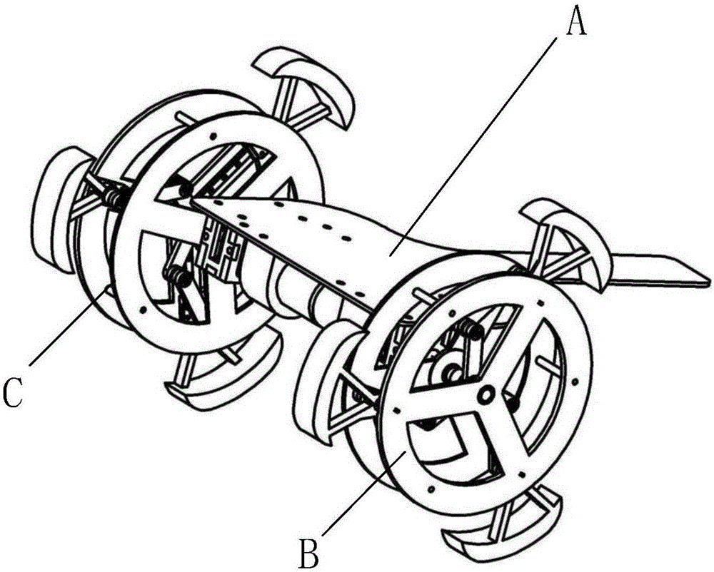 Under-actuated deforming wheel type obstacle crossing robot