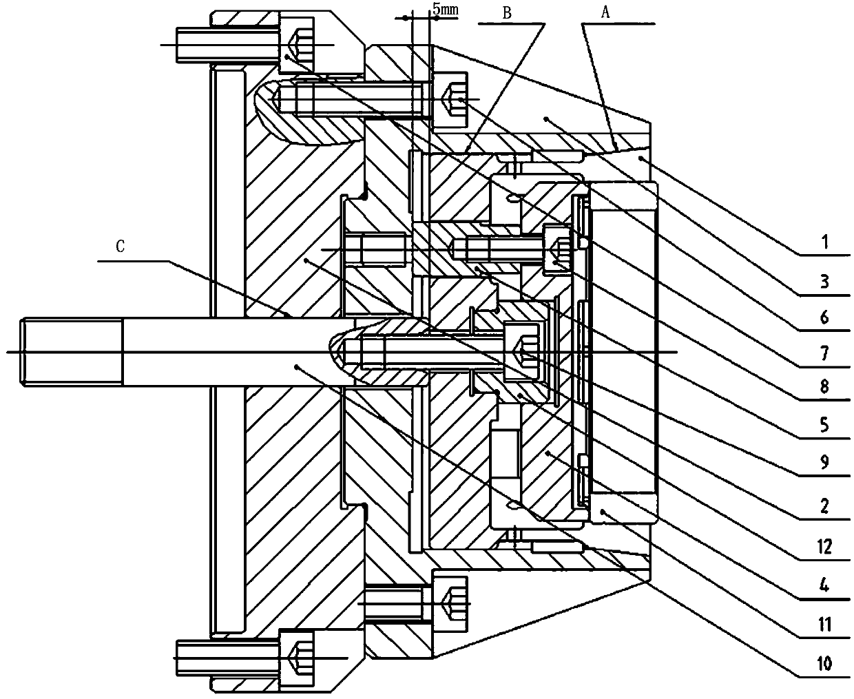 Rearward pull clamping type lathe fixture for processing of inner hole and end faces of thin-walled part