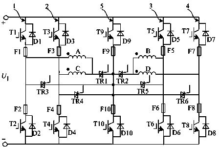 Four-phase brushless DC (direct current) motor fault-tolerant power converter and control method thereof