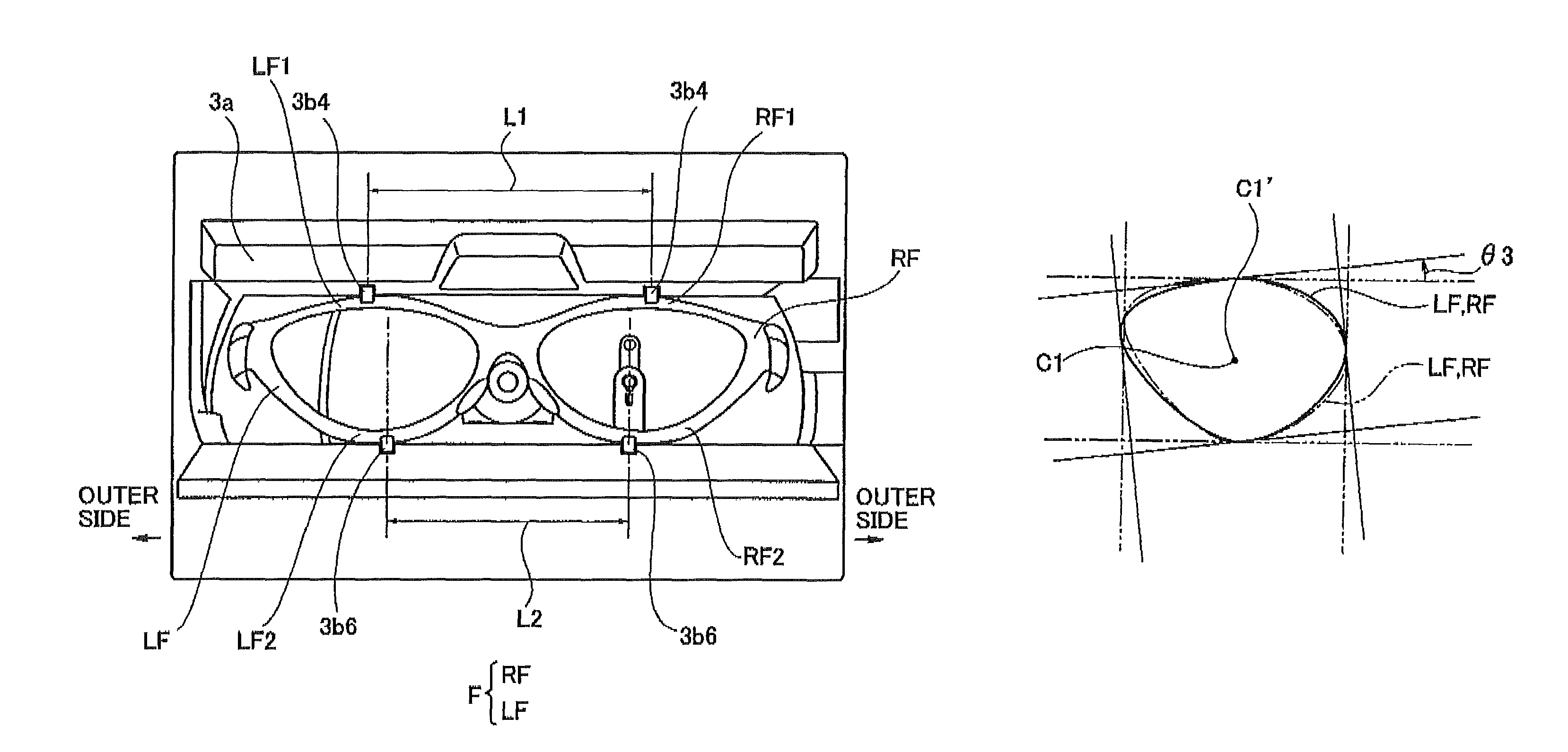 Spectacle lens frame shape measuring apparatus