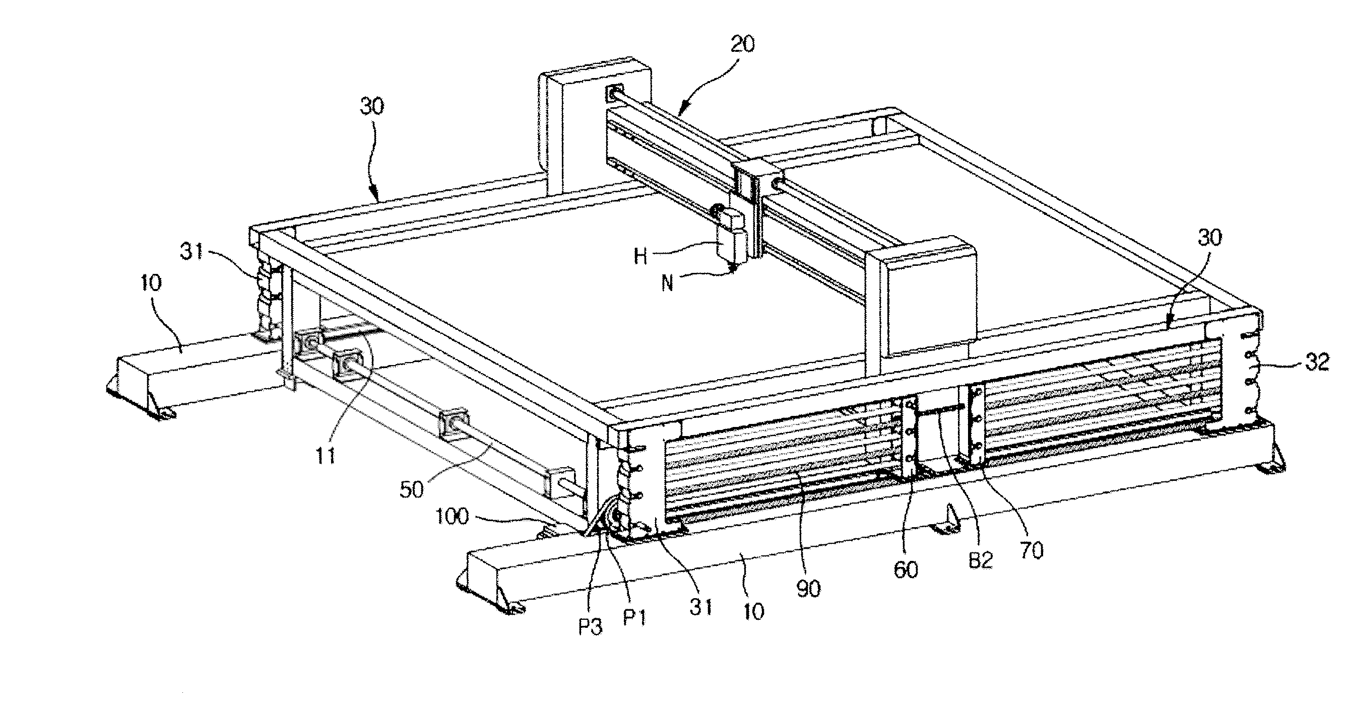 Apparatus for forward and backward movement of sewing machine