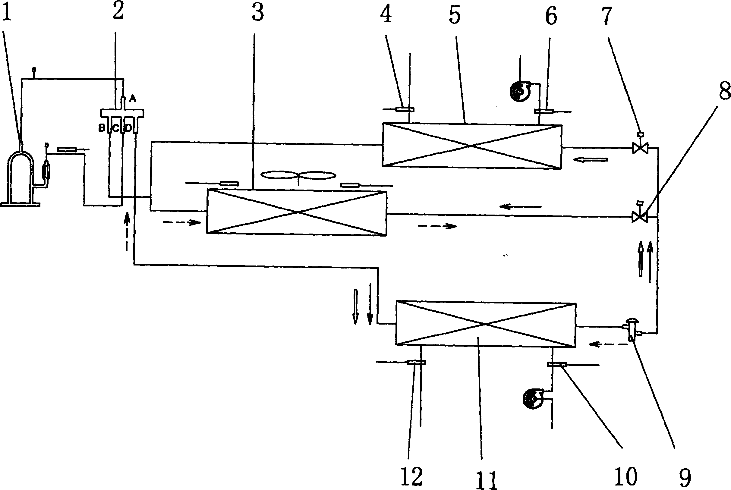 Air-cooled water-cooled two-evaporimeter hot-water machine set