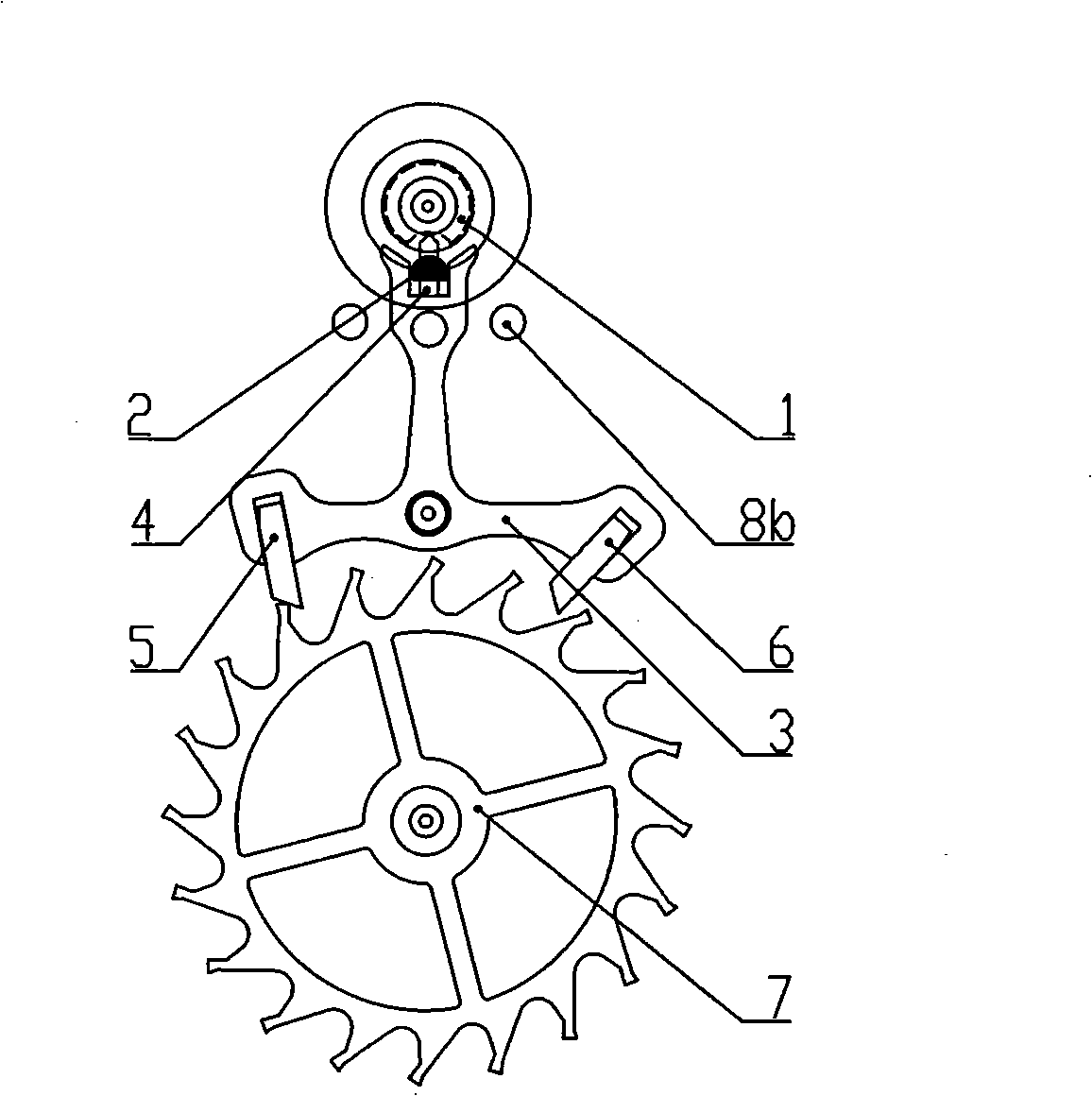 Mechanical wristwatch escapement mechanism