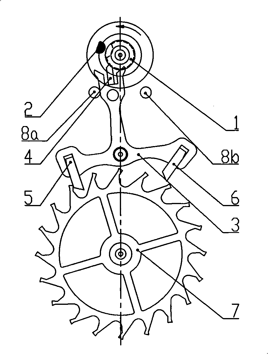 Mechanical wristwatch escapement mechanism