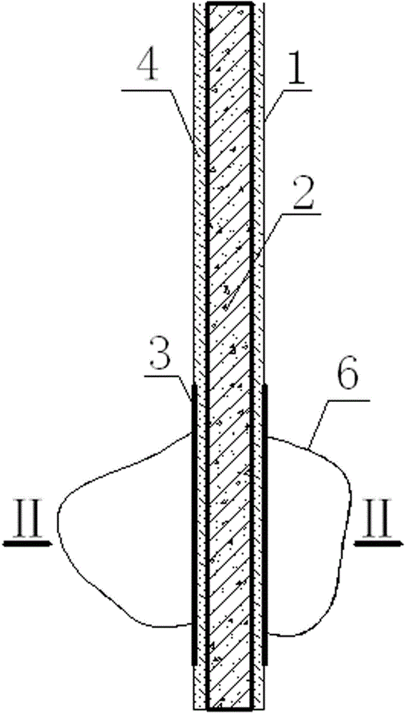 Bored composite pile structure under karst cave/soil cave geological condition