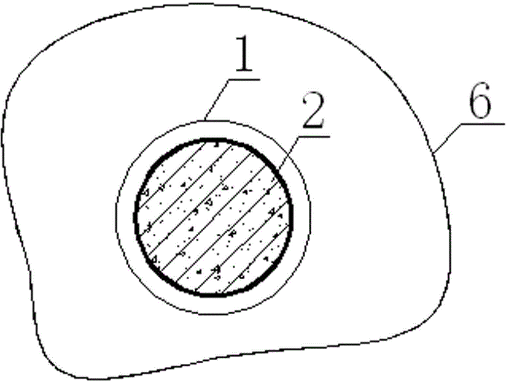 Bored composite pile structure under karst cave/soil cave geological condition