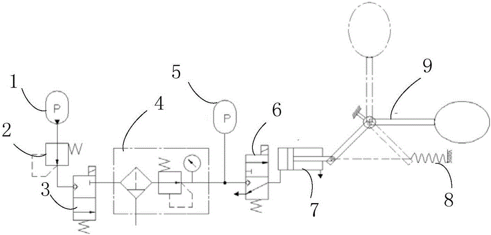 Pneumatic target resetting and falling control system