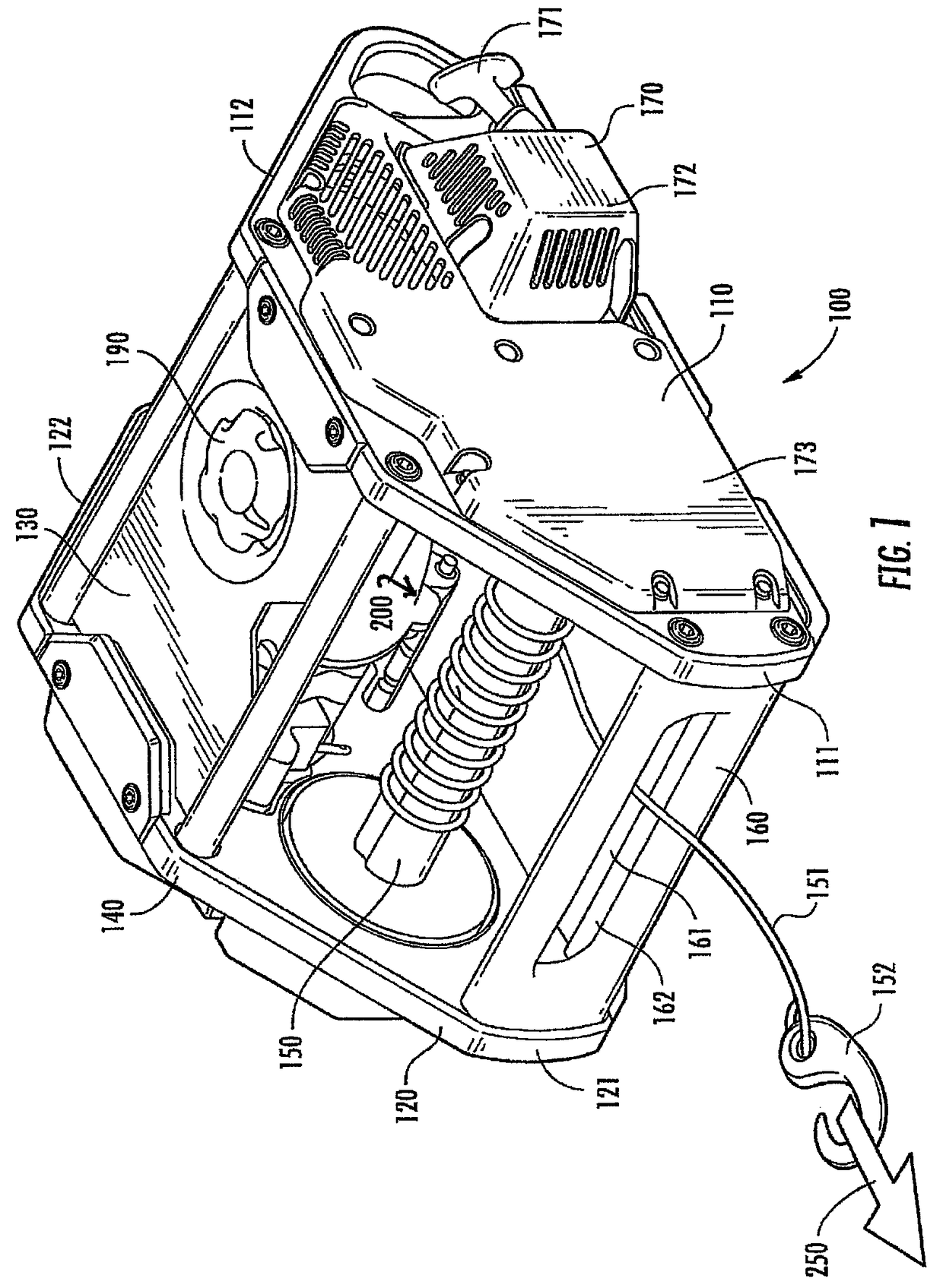 Gas powered self contained portable winch