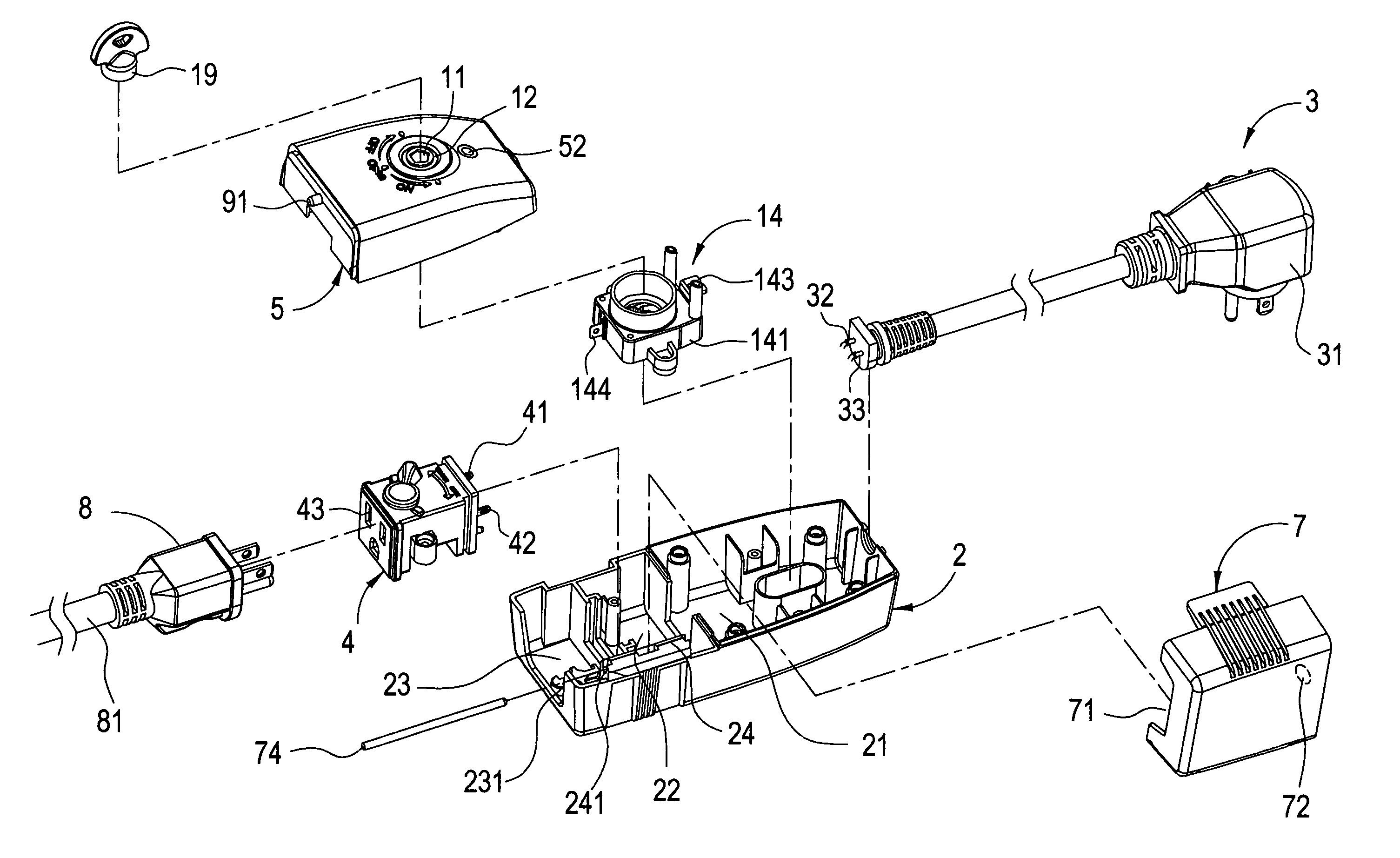 Socket power supply control structure