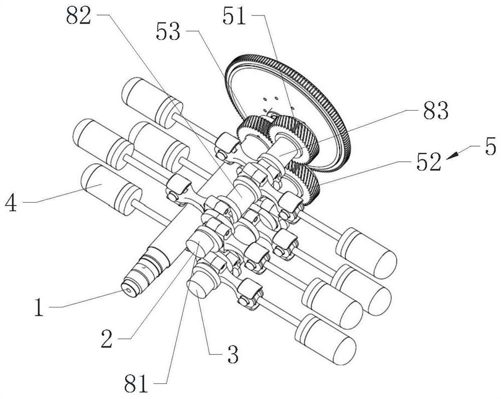 Horizontally-opposed U-shaped low-vibration thermomotor transmission mechanism and thermomotor