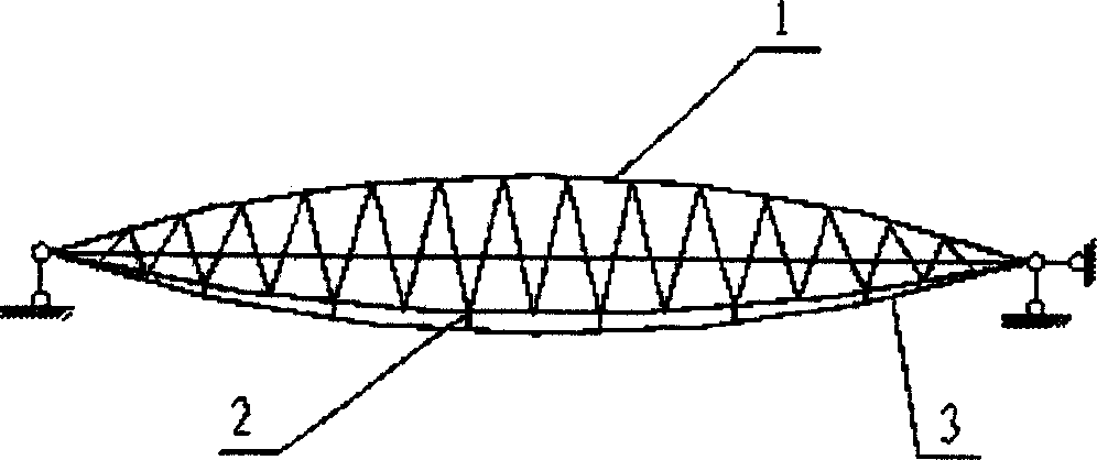 Short-brace rod type expanding-chord truss and producing method thereof