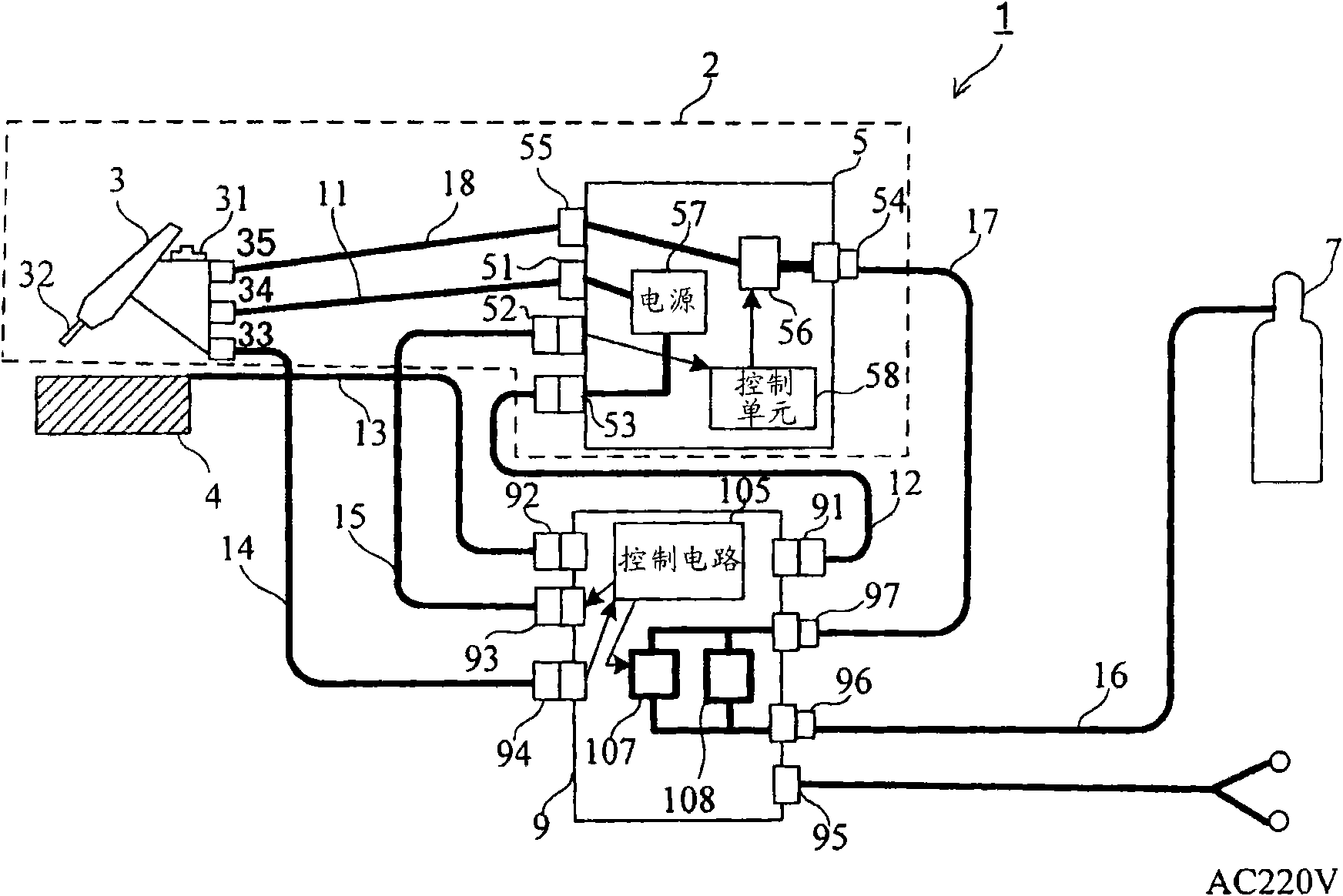 Protection gas controlling device and welding device