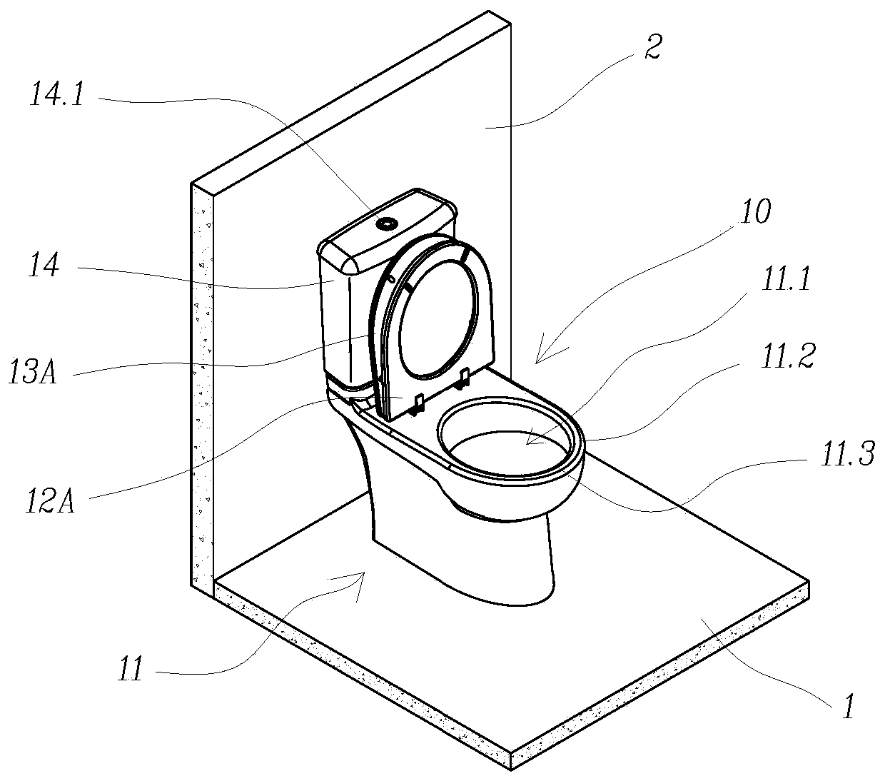 Standing and sitting separated composite closestool and composite closestool seat ring cover plate assembly