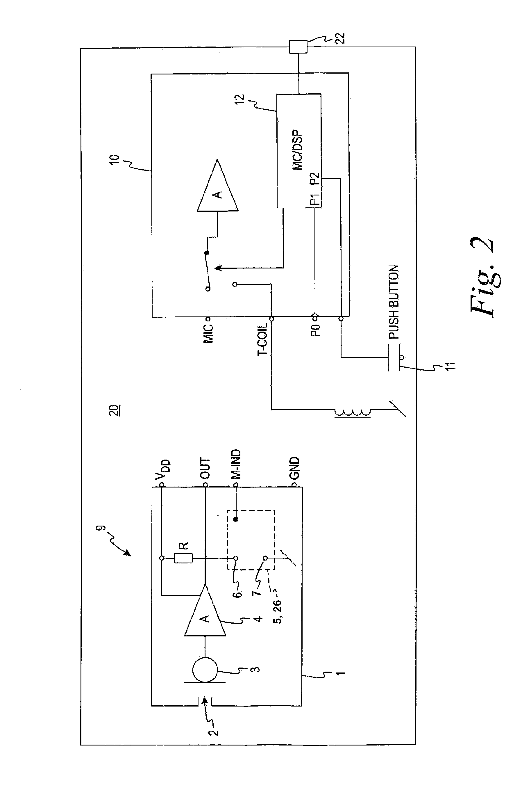 Microphone assembly comprising magnetically activatable element for signal switching and field indication