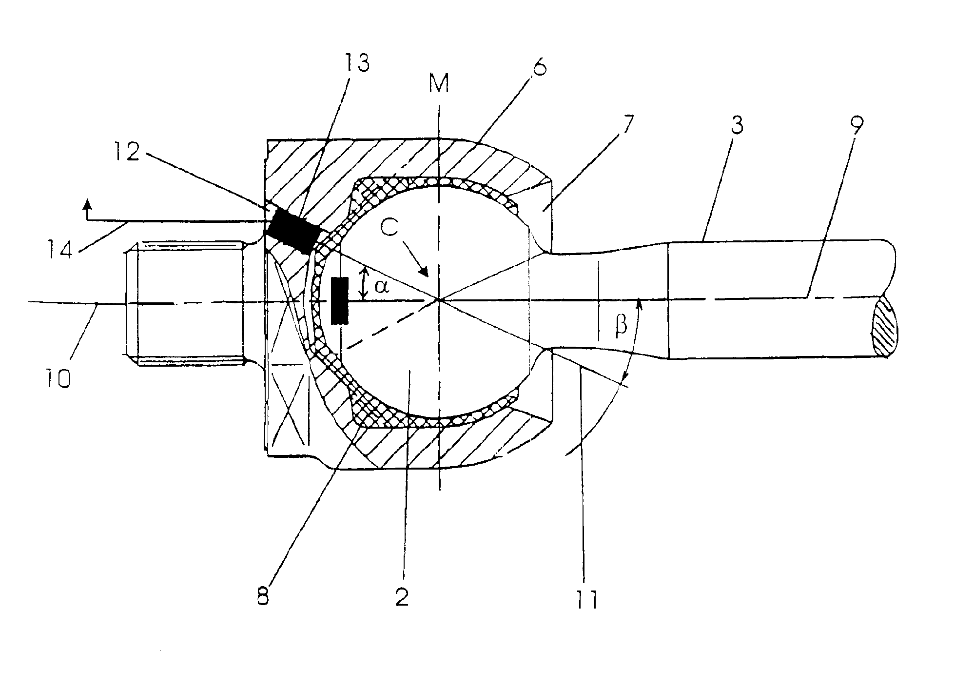 Ball joint with integrated angle sensor