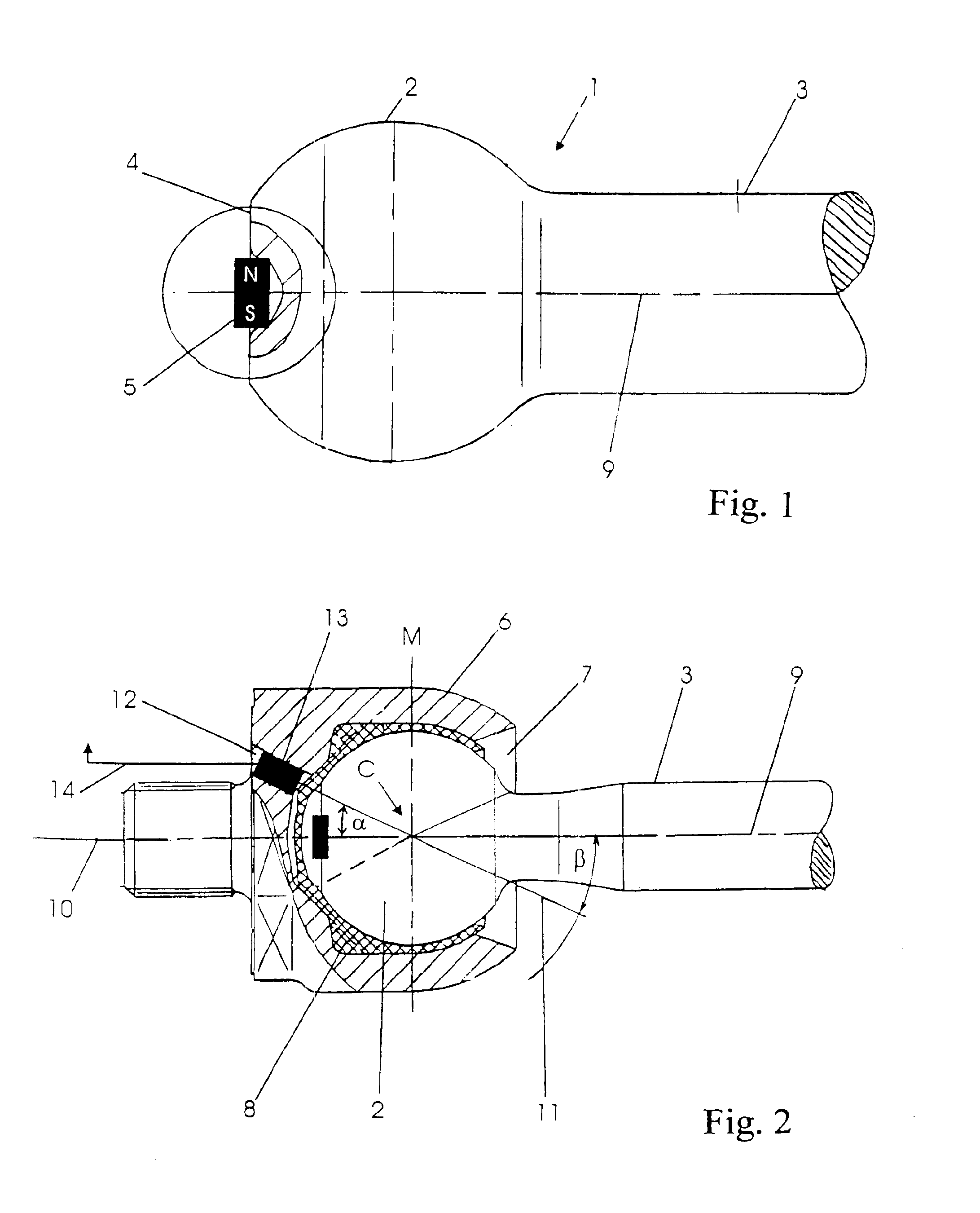 Ball joint with integrated angle sensor