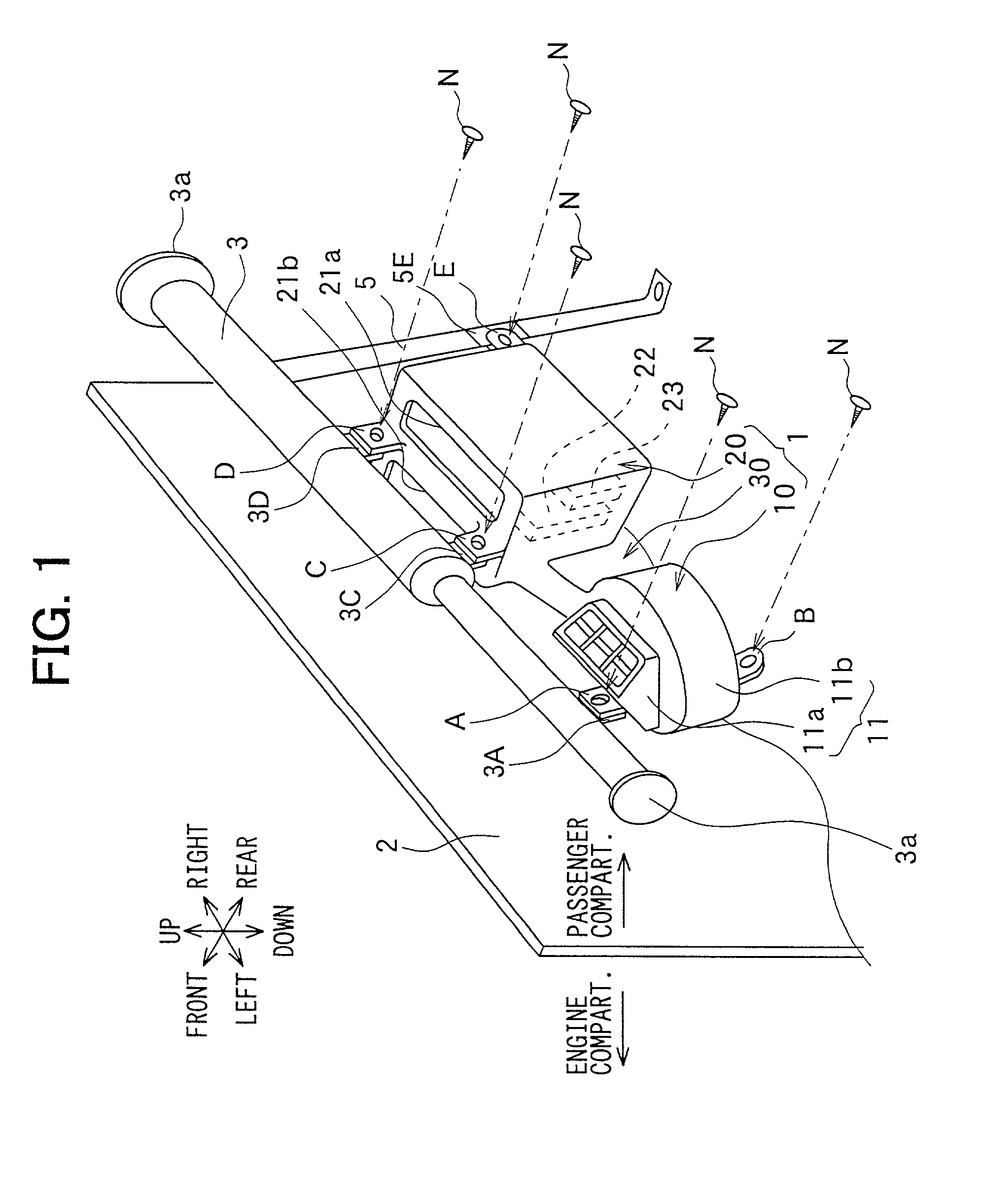 Vehicle air conditioner and mounting structure