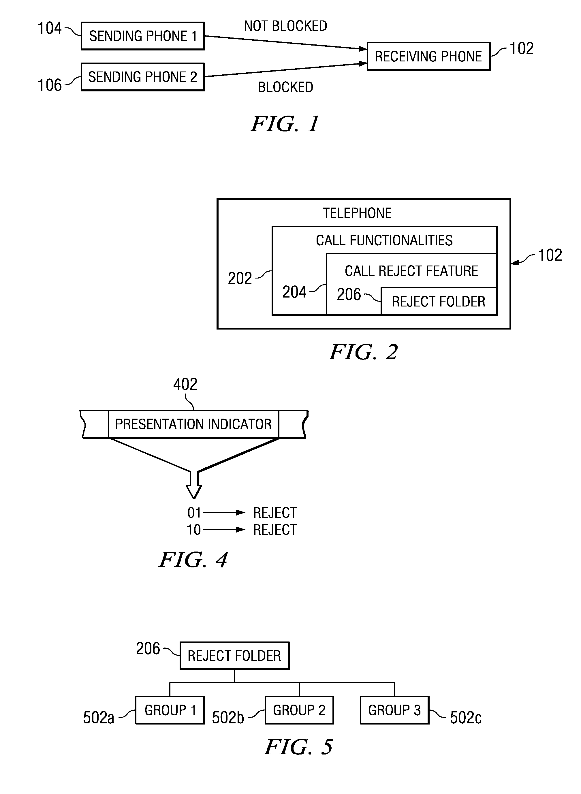 Selective call reject feature for a telephone