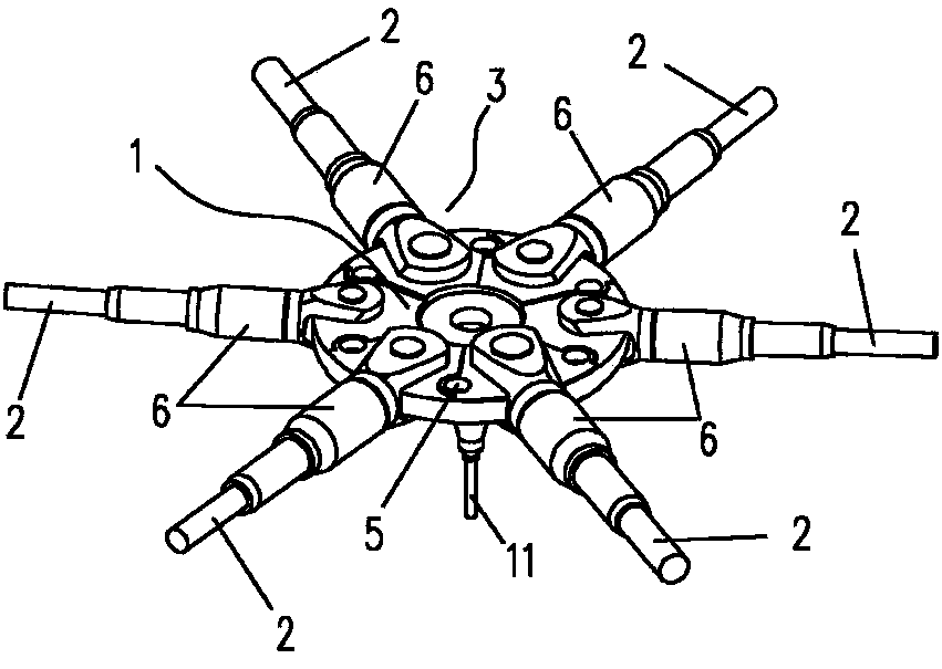 Large radio telescope with active displacement type cable net knot supporting structure