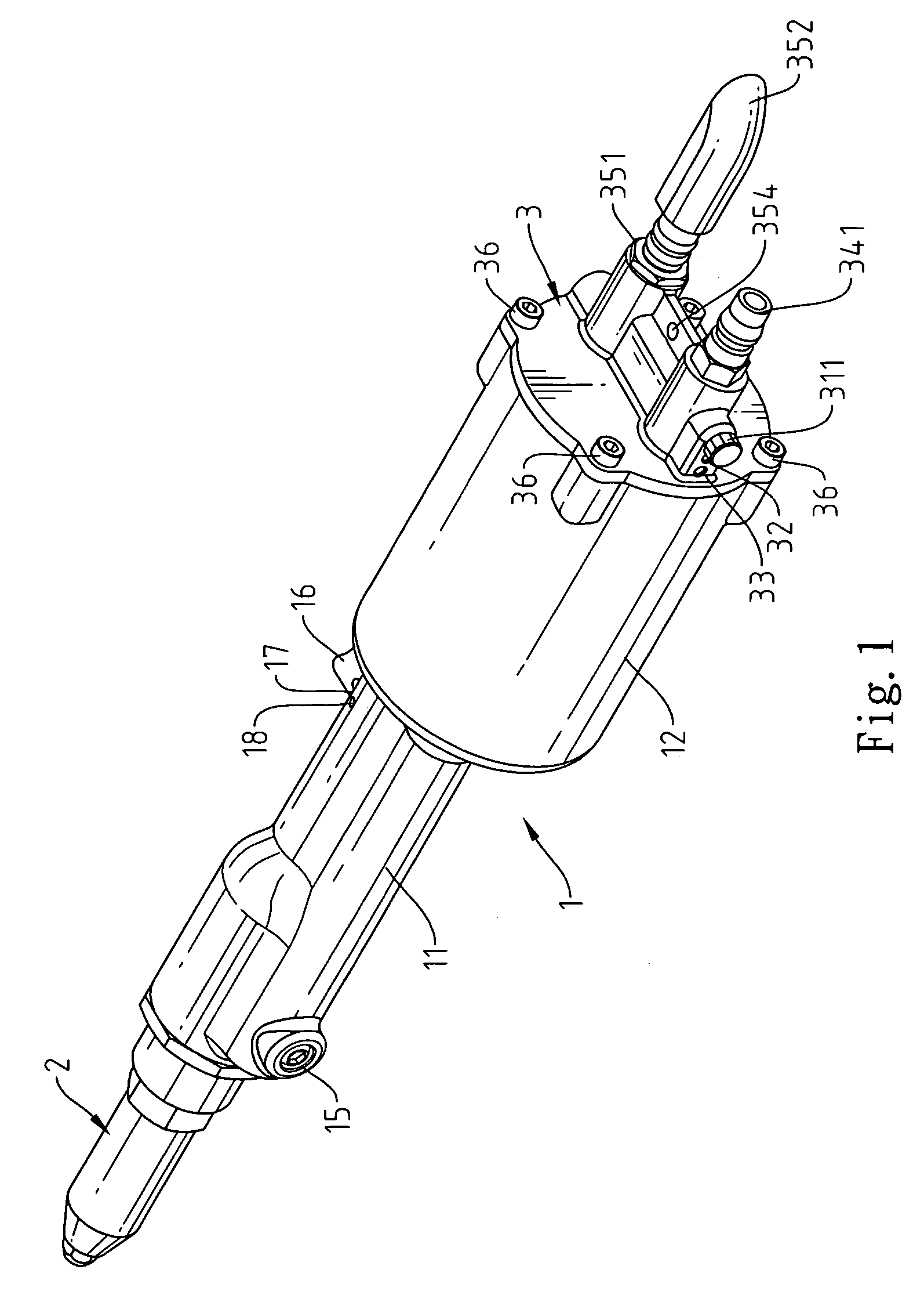 Straight type riveting gun