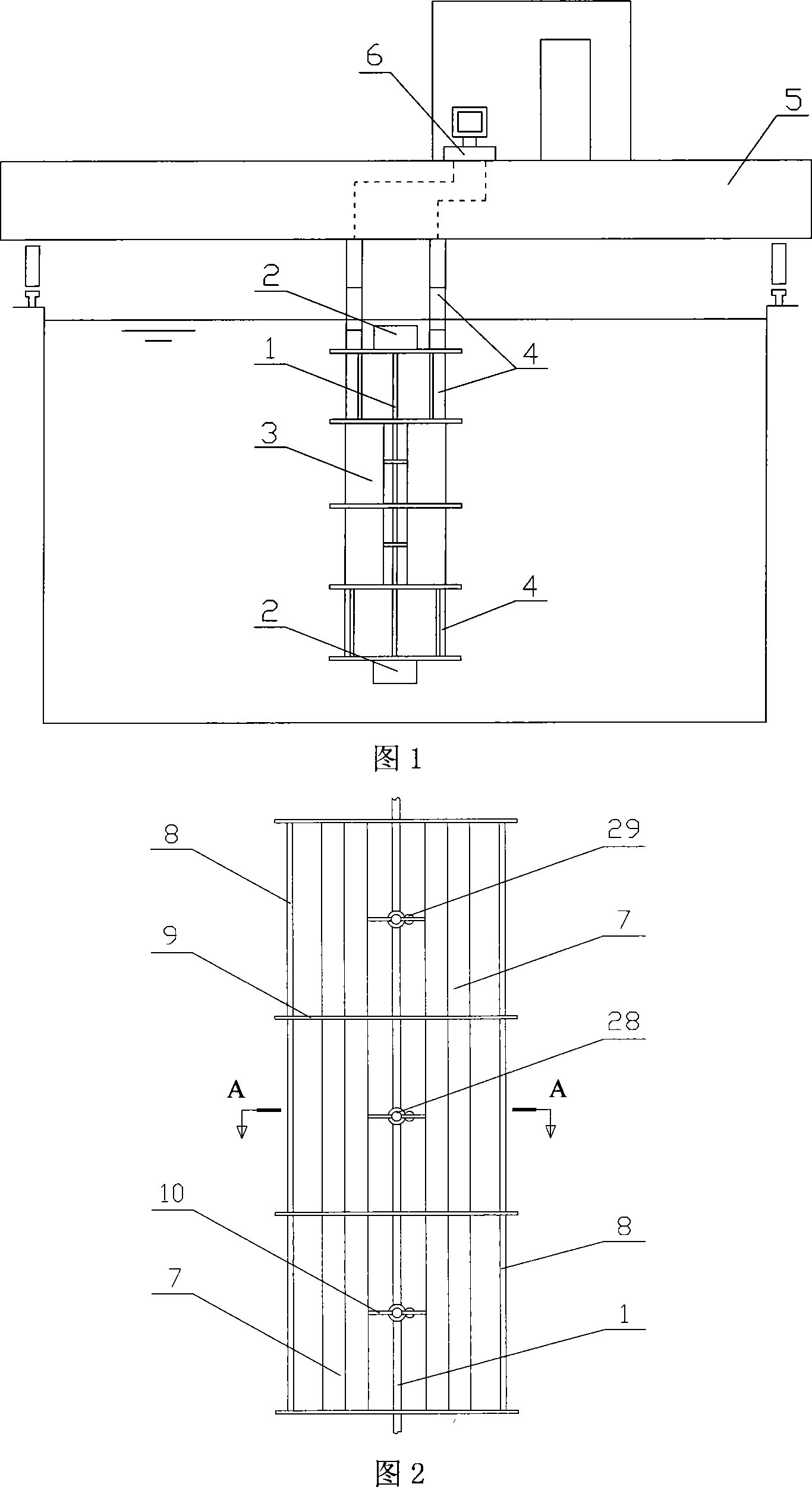 Vortex vibration testing device for flexible pipe mould vertical in towing pool