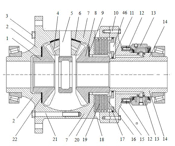 Turn flow type hydraulic limited slip differential