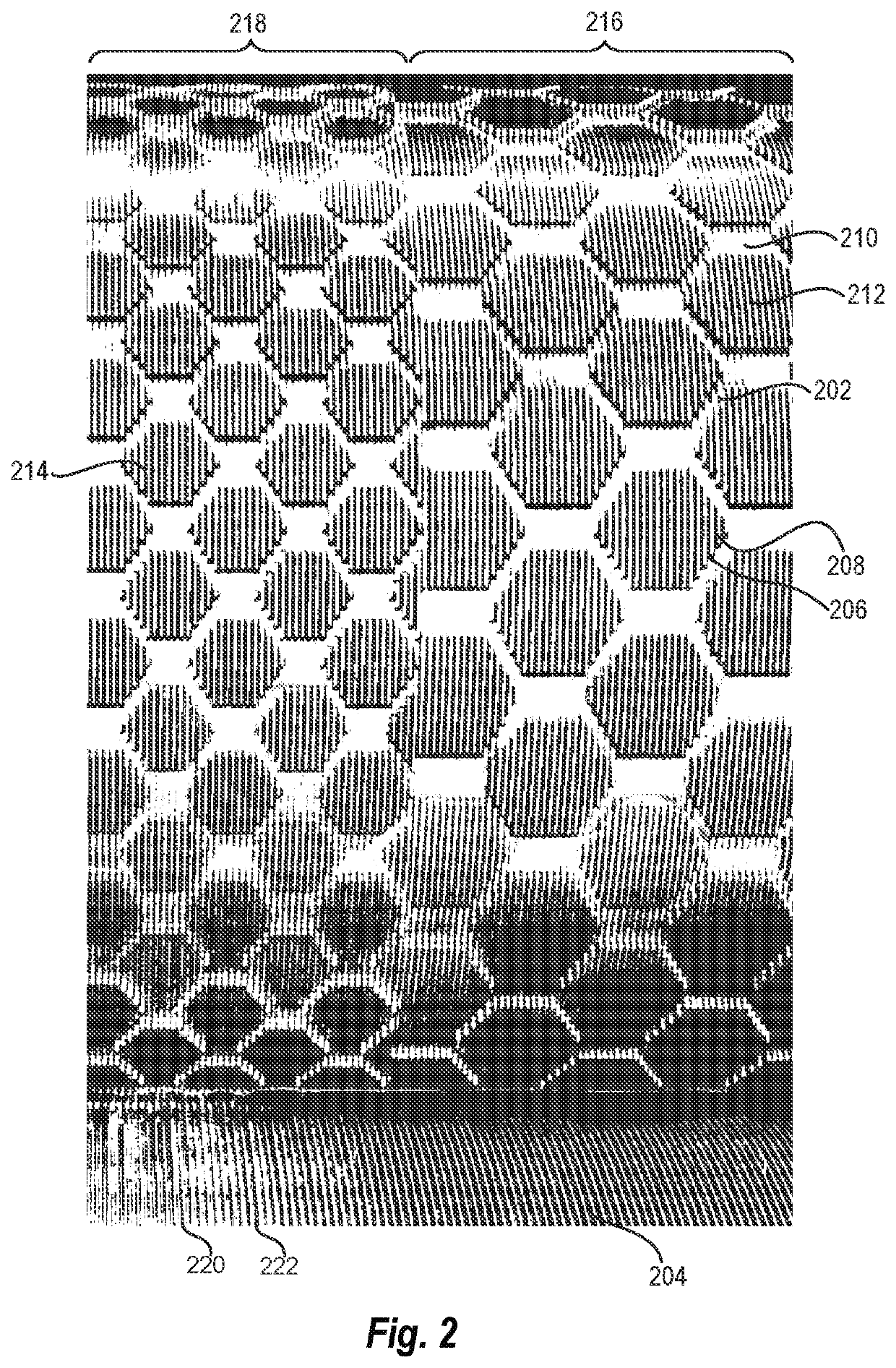 Films and bags having gradient deformation patterns