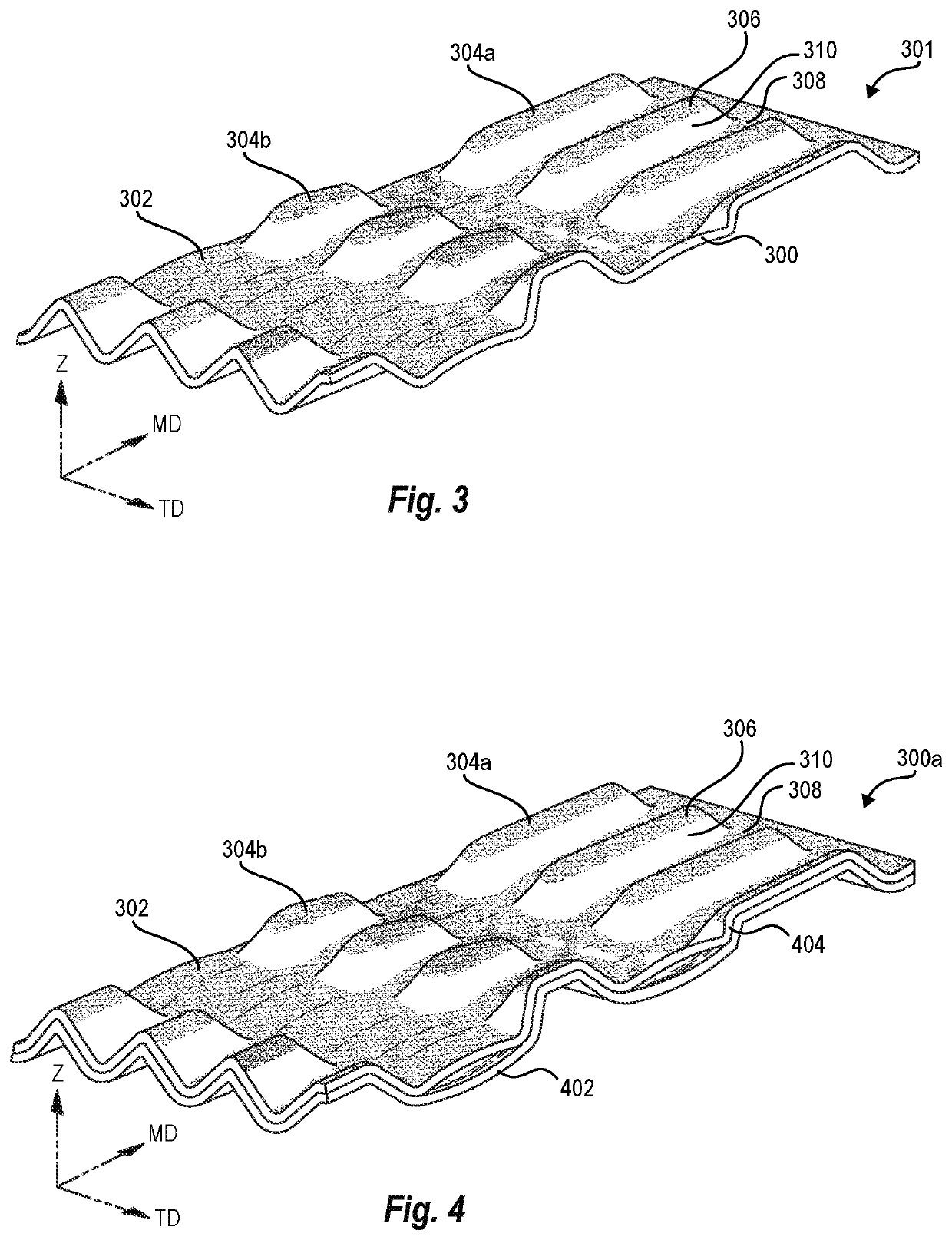 Films and bags having gradient deformation patterns