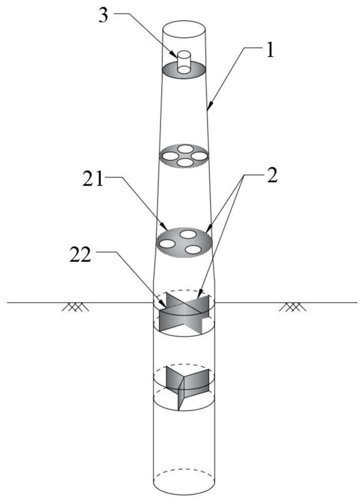 Offshore wind power large-diameter bionic bamboo joint steel pipe pile of integrated damping shock absorber