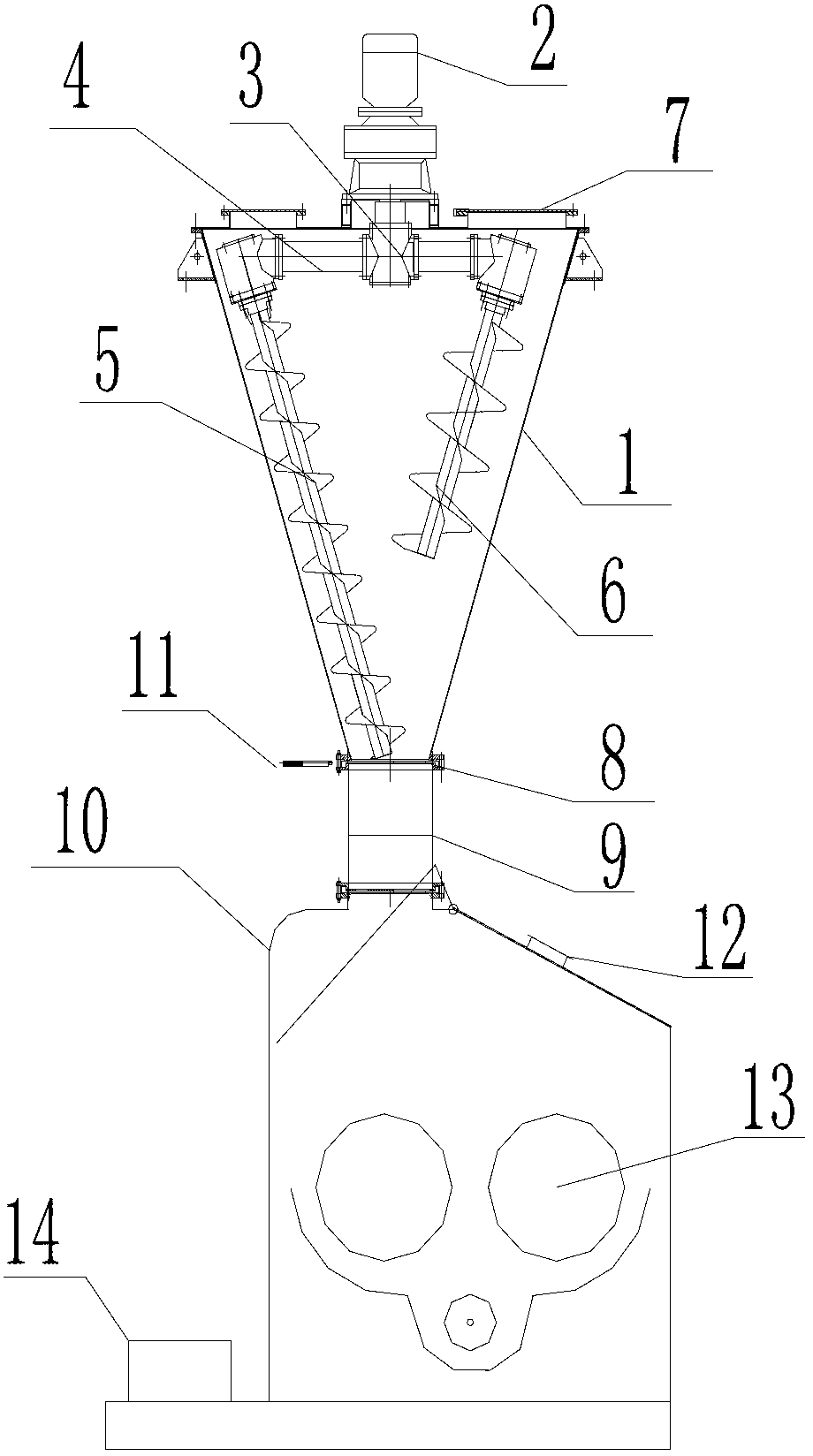 Raw material premixing device for manufacturing denitrification catalysts