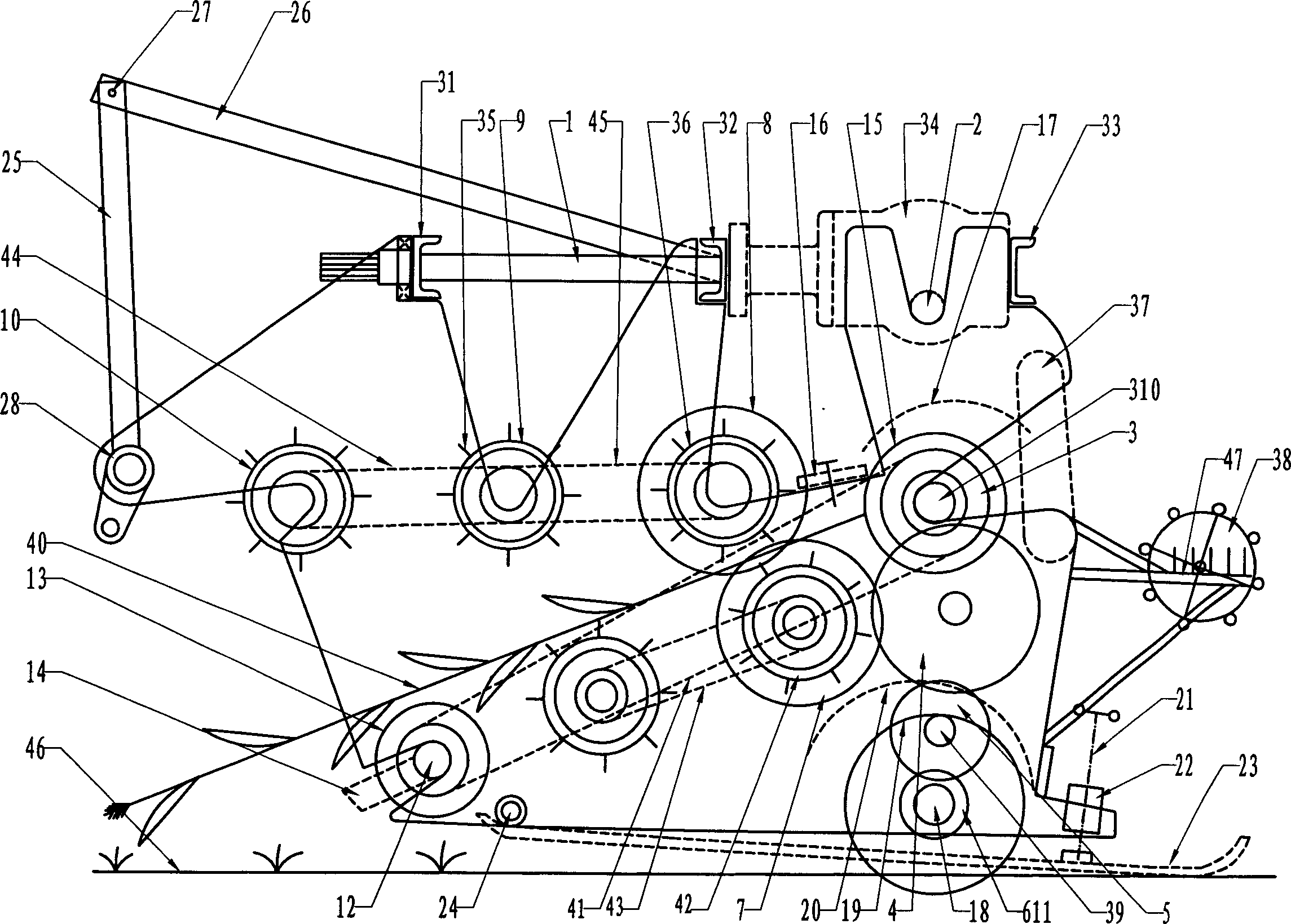 Corn stalk cutting stubble-cleaning field-returning machine