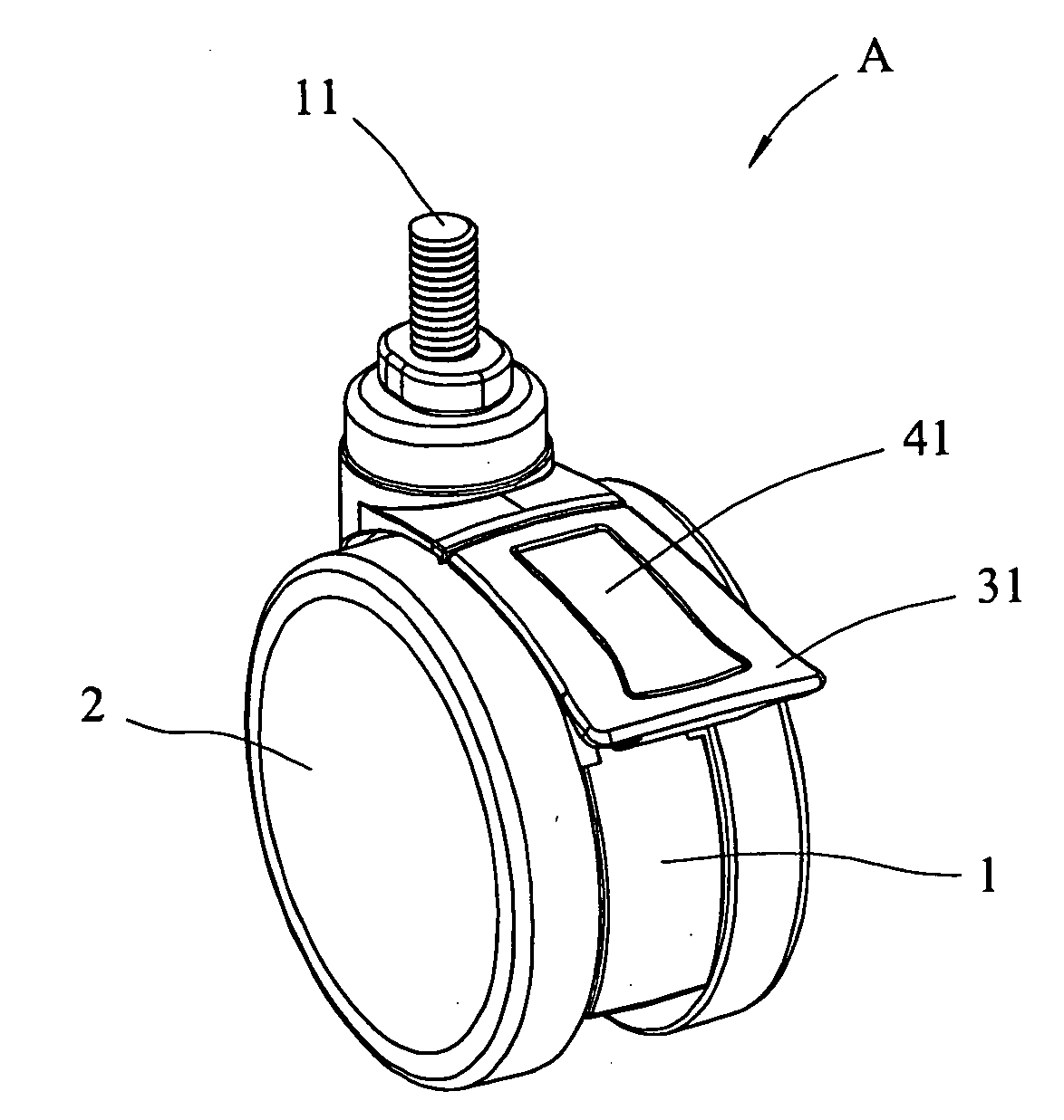 Caster with brake unit and direction unit