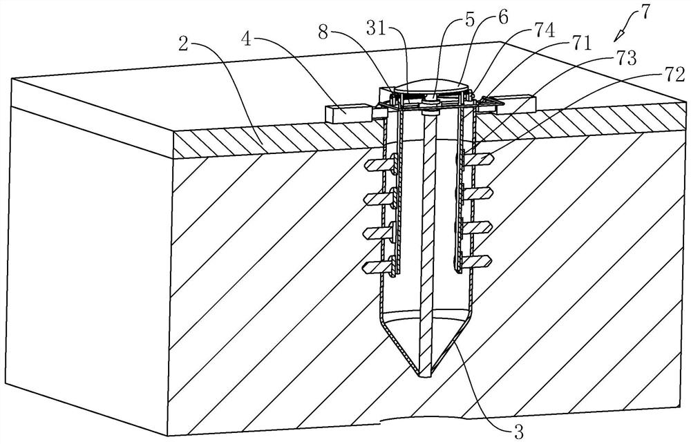 Anchoring lawn and construction process thereof