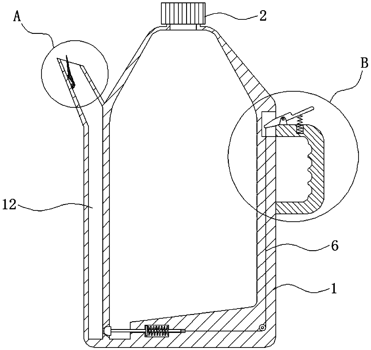 Edible oil containing device capable of achieving quantitative pouring