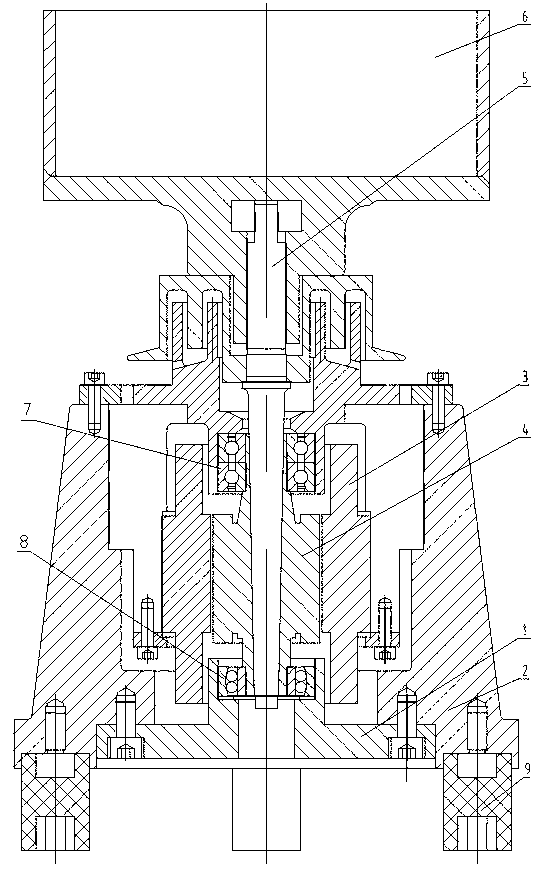 Damping vibration attenuation metacentric-type electric spindle centrifugal machine