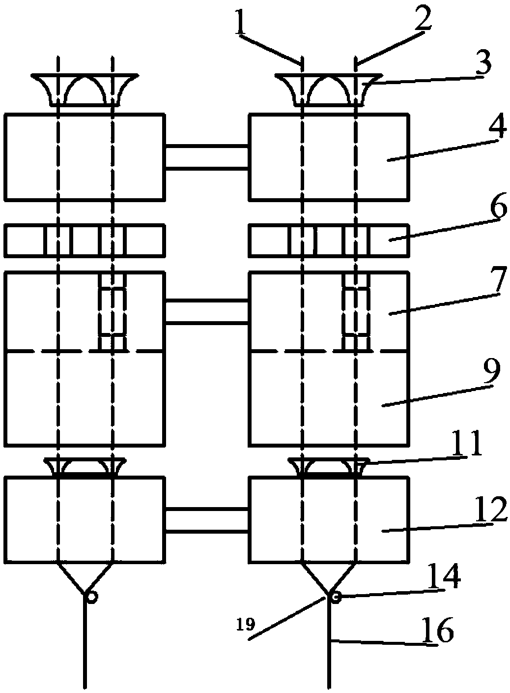 Cashmere roving dual-region drafting and spun milk sliminess drafting siro-spinning device and method