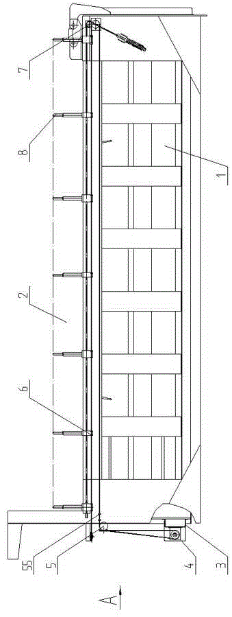 Tarpaulin top cover mechanism for slag-soil truck